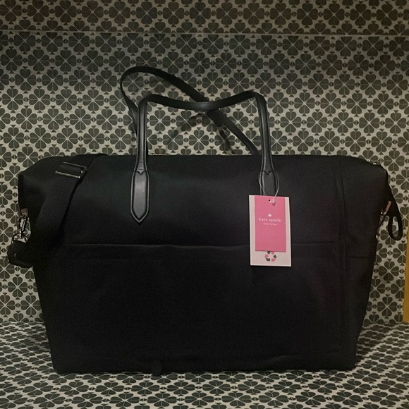 ♠️kate spade Chelsea Large Nylon Weekender Duffle Bag, Black NWT - Picture 9 of 16